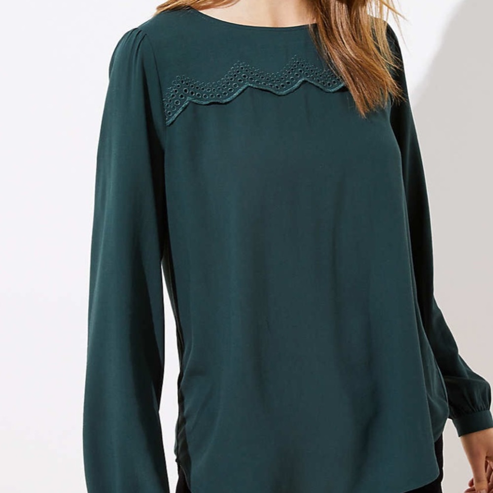 Preloved gently used loft eyelet green blouse